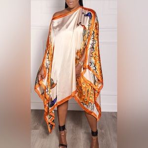 Dolman satin midi dress